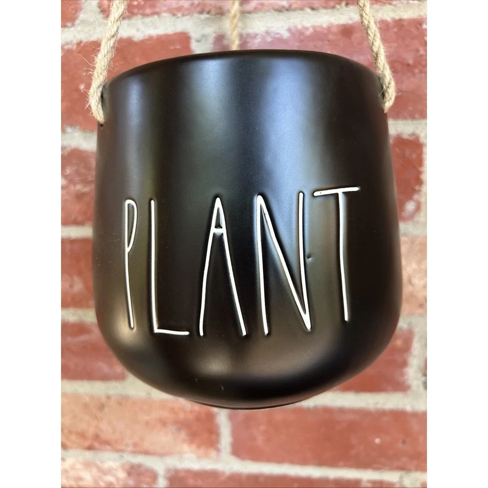 RARE Rae Dunn Artisan Collection Black Hanging PLANT Planter By Magenta
